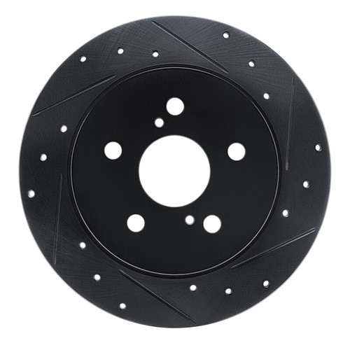 R1 18-22 Toyota C-HR Rear Right Drilled & Slotted Black Brake Rotor
