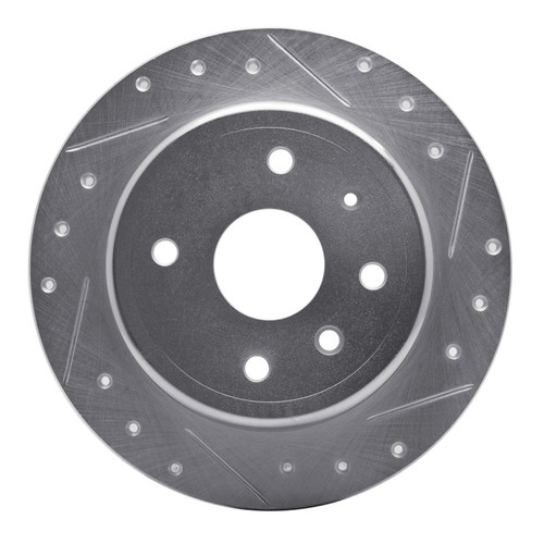 R1 04-10 Chevrolet Epica (Mexico) Rear Right Drilled & Slotted Silver Brake Rotor