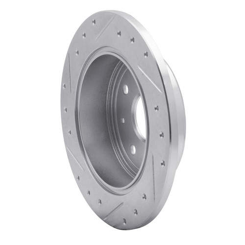 R1 04-10 Chevrolet Epica (Mexico) Rear Right Drilled & Slotted Silver Brake Rotor