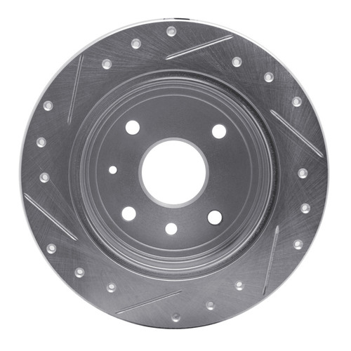 R1 04-10 Chevrolet Epica (Mexico) Rear Right Drilled & Slotted Silver Brake Rotor