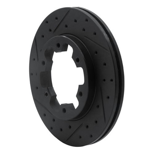 R1 83-85 Nissan 720 DATSUN Front Left Drilled & Slotted Black Brake Rotor