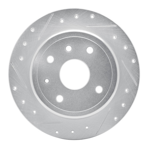 R1 04-10 Chevrolet Epica (USA/Canada) Rear Left Drilled & Slotted Silver Brake Rotor