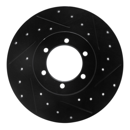 R1 78-82 Nissan 620 Pickup Front Right Drilled & Slotted Black Brake Rotor