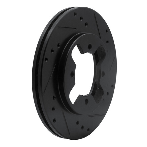 R1 84-86 Nissan 300ZX Front Right Drilled & Slotted Black Brake Rotor