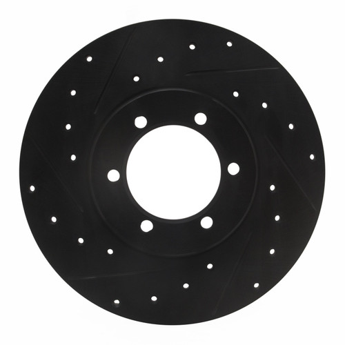 R1 78-82 Nissan 720 DATSUN Front Left Drilled & Slotted Black Brake Rotor