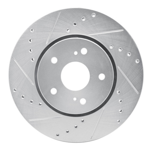 R1 10-13 Suzuki Kizashi Front Left Drilled & Slotted Silver Brake Rotor