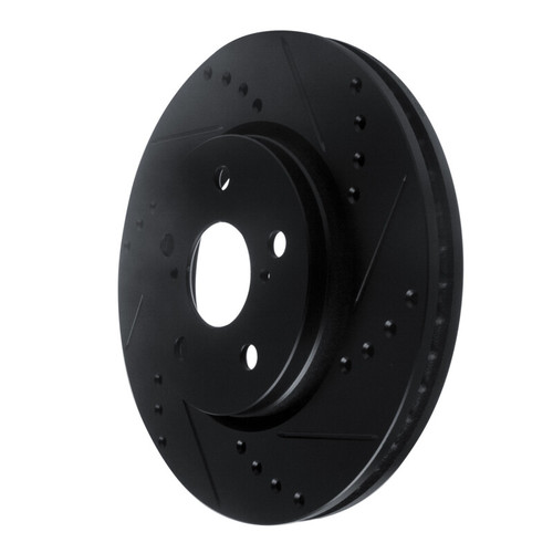 R1 18-22 Toyota C-HR Front Right Drilled & Slotted Black Brake Rotor