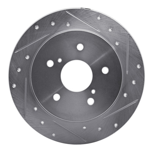 R1 10-13 Suzuki Kizashi Rear Right Drilled & Slotted Silver Brake Rotor