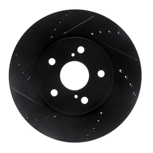 R1 18-22 Toyota C-HR Front Left Drilled & Slotted Black Brake Rotor