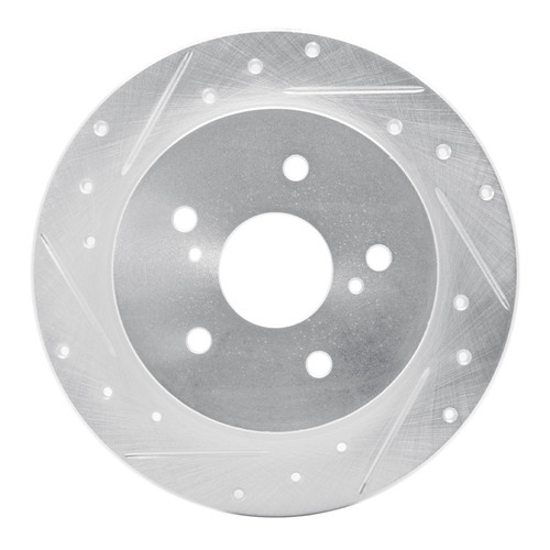 R1 10-13 Suzuki Kizashi Rear Left Drilled & Slotted Silver Brake Rotor