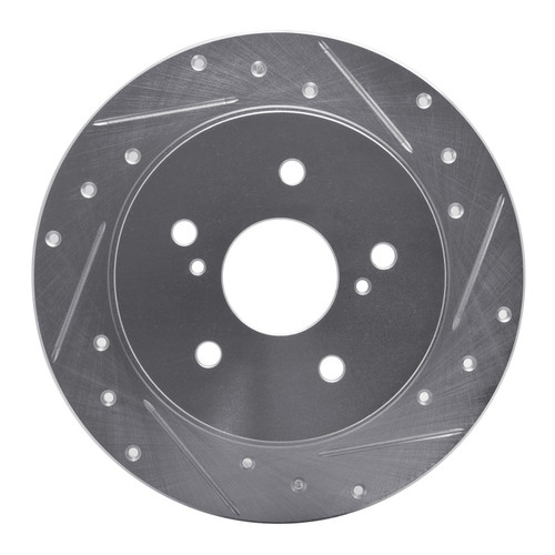 R1 07-14 Suzuki SX4 Rear Right Drilled & Slotted Silver Brake Rotor