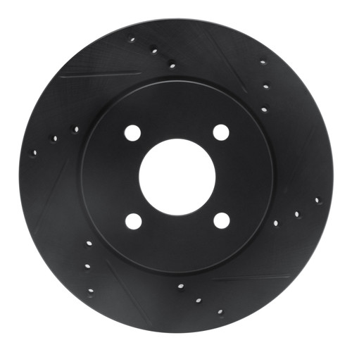 R1 11-25 Nissan Note (Mexico) Front Right Drilled & Slotted Black Brake Rotor