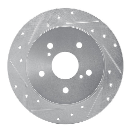 R1 07-14 Suzuki SX4 Rear Left Drilled & Slotted Silver Brake Rotor