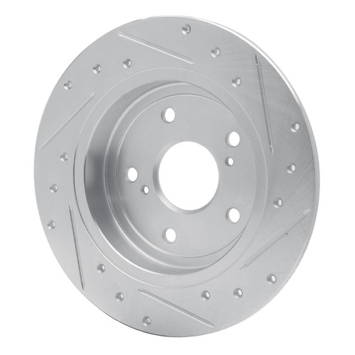 R1 07-14 Suzuki SX4 Rear Left Drilled & Slotted Silver Brake Rotor