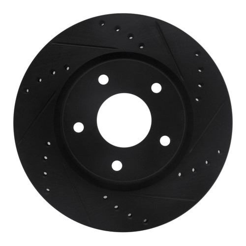R1 13-19 Nissan SENTRA Front Right Drilled & Slotted Black Brake Rotor
