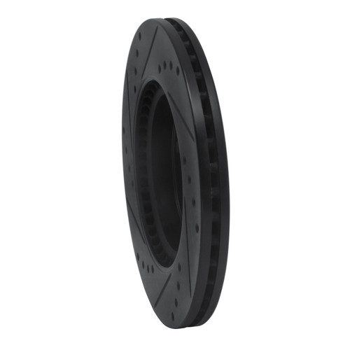 R1 13-19 Nissan SENTRA Front Right Drilled & Slotted Black Brake Rotor