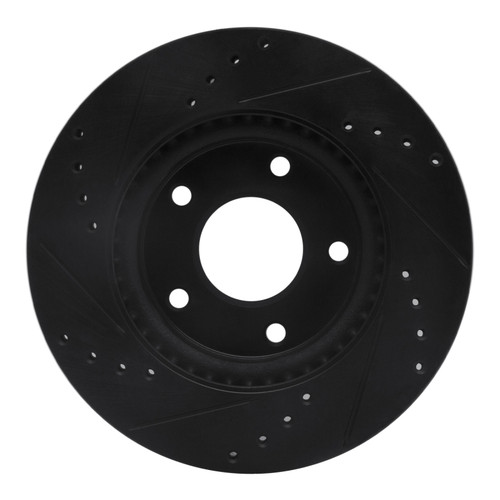 R1 13-19 Nissan SENTRA Front Right Drilled & Slotted Black Brake Rotor