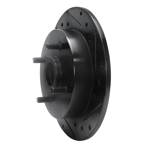 R1 88-88 Nissan Maxima Rear Left Drilled & Slotted Black Brake Rotor