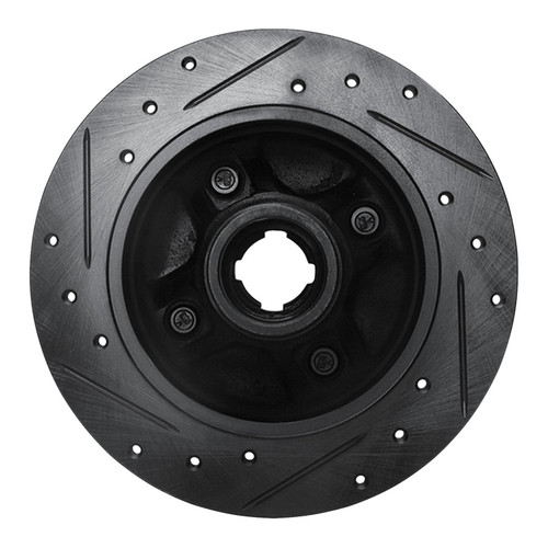 R1 88-88 Nissan Maxima Rear Left Drilled & Slotted Black Brake Rotor