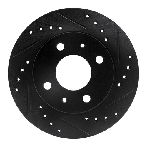 R1 95-00 Nissan Lucino (Mexico) Front Right Drilled & Slotted Black Brake Rotor