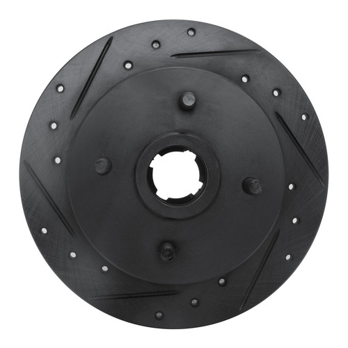 R1 88-88 Nissan Maxima Rear Right Drilled & Slotted Black Brake Rotor