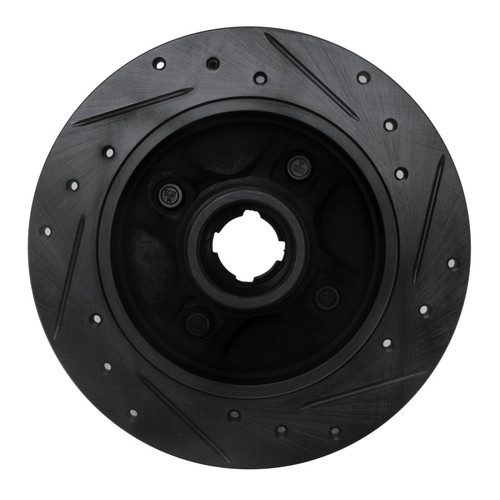 R1 88-88 Nissan Maxima Rear Right Drilled & Slotted Black Brake Rotor