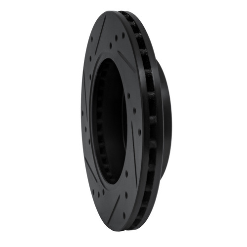 R1 85-89 Nissan STANZA Front Right Drilled & Slotted Black Brake Rotor