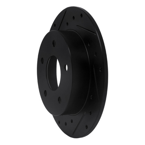 R1 89-93 Nissan Maxima Rear Left Drilled & Slotted Black Brake Rotor