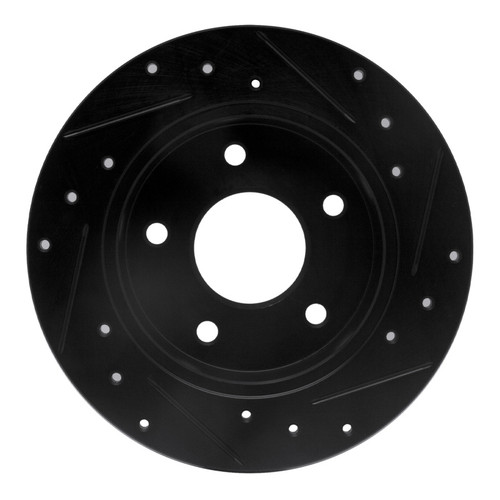 R1 89-93 Nissan Maxima Rear Left Drilled & Slotted Black Brake Rotor