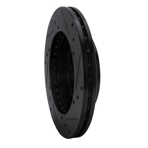 R1 85-89 Nissan STANZA Front Left Drilled & Slotted Black Brake Rotor