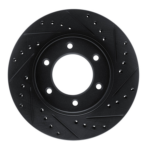 R1 93-98 Toyota T100 Front Right Drilled & Slotted Black Brake Rotor ECB-76118R