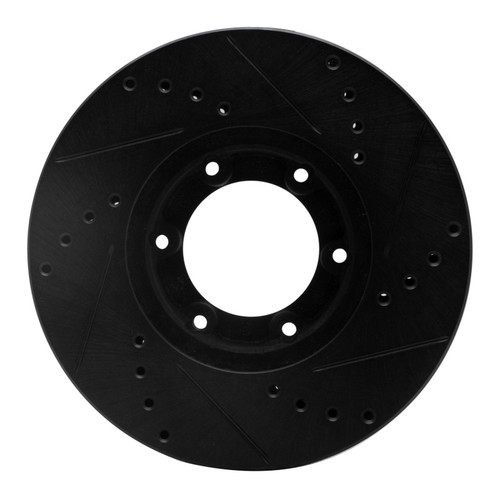 R1 89-93 Toyota Pickup Front Left Drilled & Slotted Black Brake Rotor