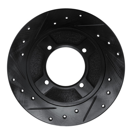 R1 82-86 Nissan SENTRA Front Left Drilled & Slotted Black Brake Rotor