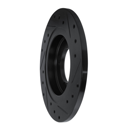 R1 82-86 Nissan SENTRA Front Left Drilled & Slotted Black Brake Rotor