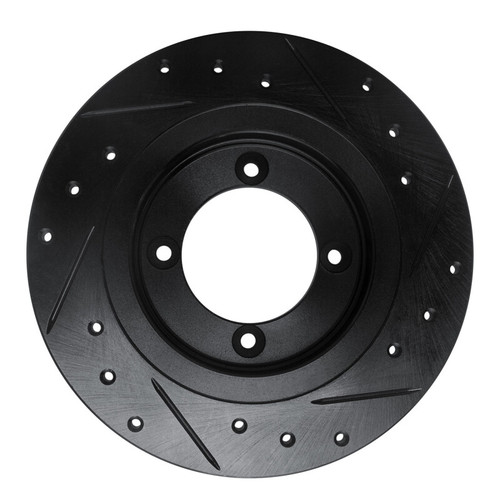 R1 82-86 Nissan SENTRA Front Left Drilled & Slotted Black Brake Rotor