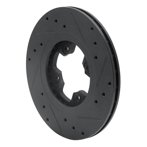 R1 81-88 Nissan Maxima Front Left Drilled & Slotted Black Brake Rotor