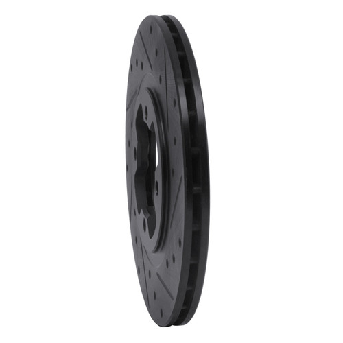 R1 81-88 Nissan Maxima Front Right Drilled & Slotted Black Brake Rotor