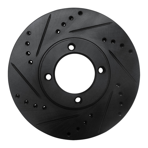 R1 86-89 Toyota Van Front Left Drilled & Slotted Black Brake Rotor ECB-76103L