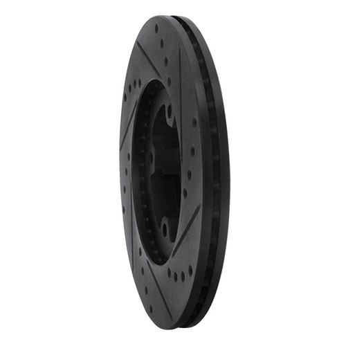 R1 86-89 Toyota Van Front Left Drilled & Slotted Black Brake Rotor ECB-76103L