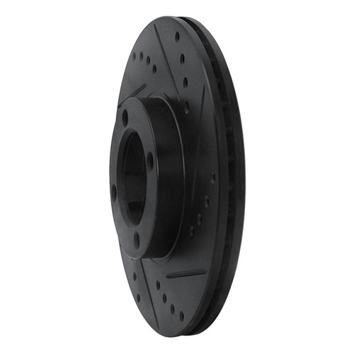 R1 86-89 Toyota Van Front Right Drilled & Slotted Black Brake Rotor ECB-76103R