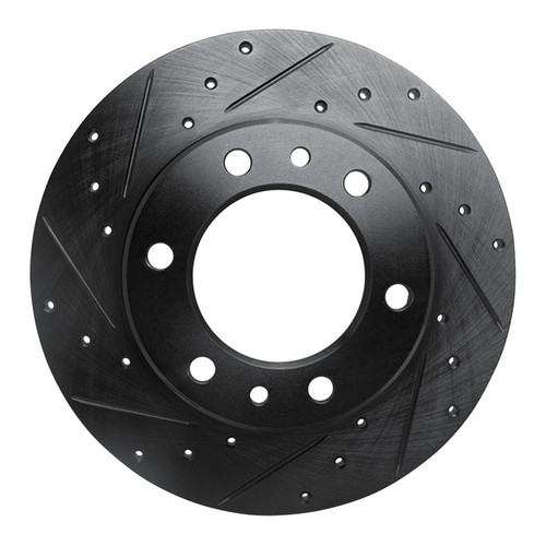 R1 81-85 Toyota Pickup Front Left Drilled & Slotted Black Brake Rotor