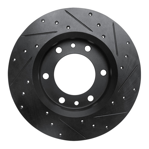 R1 81-85 Toyota Pickup Front Left Drilled & Slotted Black Brake Rotor