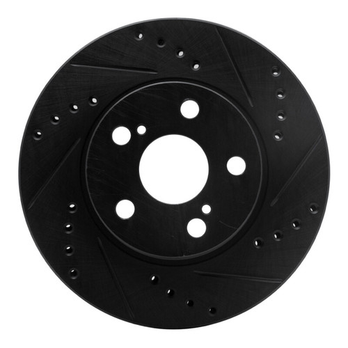 R1 04-09 Toyota Prius Front Right Drilled & Slotted Black Brake Rotor