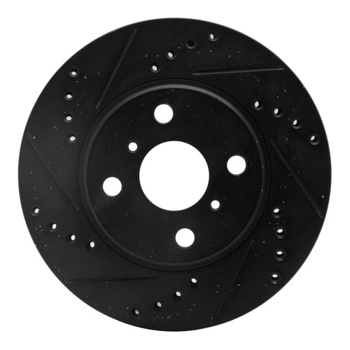 R1 01-03 Toyota Prius Front Left Drilled & Slotted Black Brake Rotor