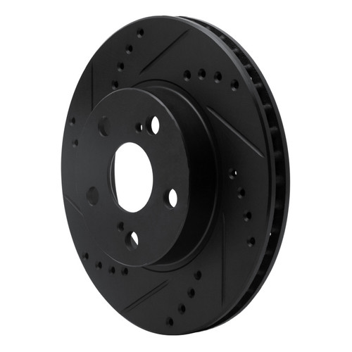 R1 04-09 Toyota Prius Front Left Drilled & Slotted Black Brake Rotor