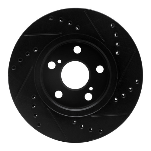R1 04-09 Toyota Prius Front Left Drilled & Slotted Black Brake Rotor