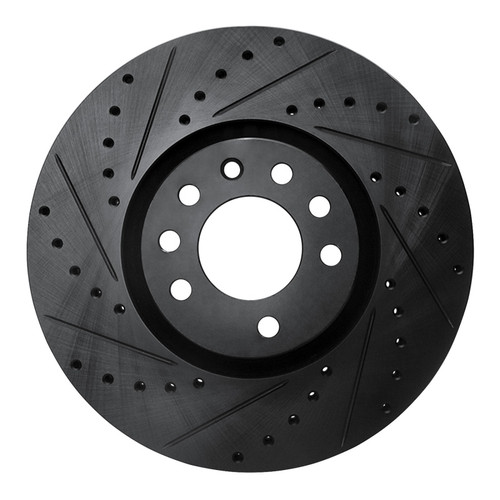 R1 03-11 Cadillac BLS (Mexico) Front Left Drilled & Slotted Black Brake Rotor