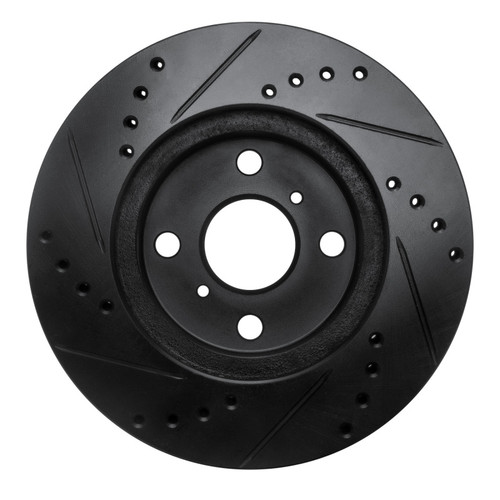 R1 01-03 Toyota Prius Front Right Drilled & Slotted Black Brake Rotor