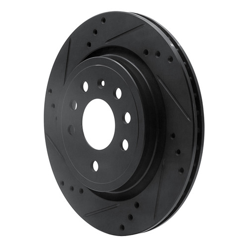 R1 03-11 Cadillac BLS (Mexico) Rear Left Drilled & Slotted Black Brake Rotor