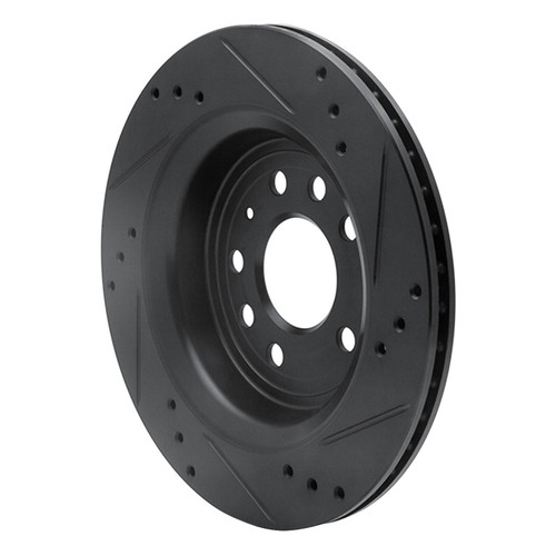 R1 03-11 Cadillac BLS (Mexico) Rear Left Drilled & Slotted Black Brake Rotor